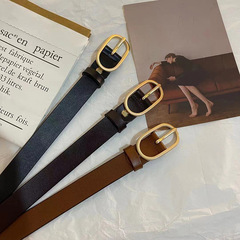 New Arrival Women's Genuine Leather Belt with Oval Buckle, Versatile Korean-Style Retro Soft Cowhide Waistband—Premium Metal Design