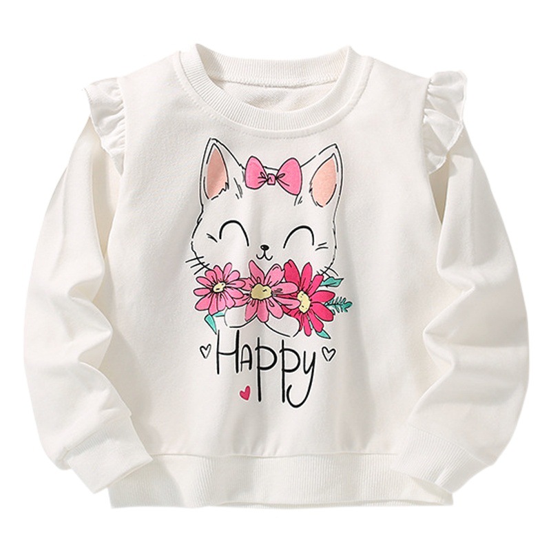 Suéter para niños camisa de manga larga de otoño para niñas suelta Sweet New Baby ropa para niños europeos y americanos ropa para niños