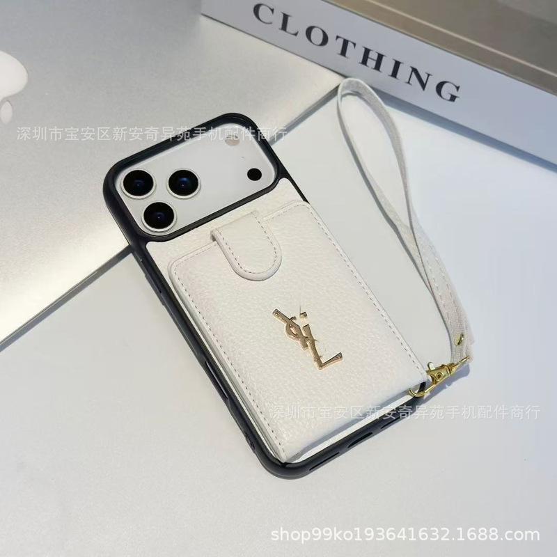 简约卡包荔枝纹皮质手机壳轻奢适用iPhone17Promax苹果手机保护套|undefined