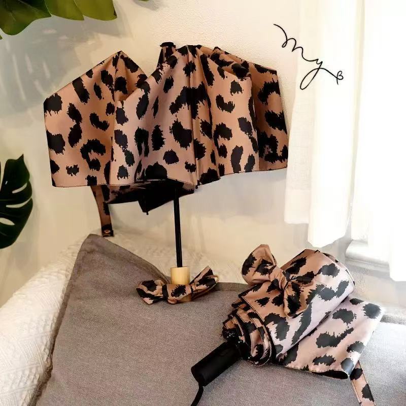 Leopard Print Fully Automatic Sun Umbrella, Dual-Use for Sun and Rain, Foldable, Sun Protection, Uv Protection, Ultra-Light, Compact Sunshade Umbrella for Women Leopard Print Fully Automatic Sun Umbrella, Dual-Use for Sun and Rain, Foldable, Sun Protection, Uv Protection, Ultra-Light, Compact Sunshade Umbrella for Women