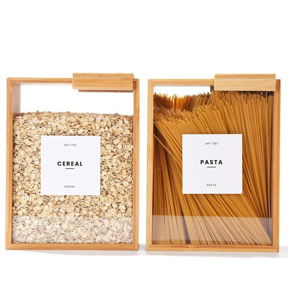 Деревянная кухня Зерновая коробка для хранения продуктов диспенсер для кофе в зернах Овсяная каша Деревянная коробка для хранения Кухонная коробка для лапши