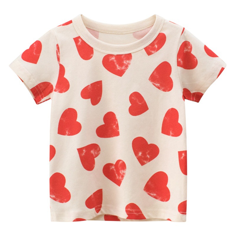 Niños de manga corta camiseta impresa fábrica al por mayor ropa de bebé niñas 2024 verano ropa para niños entrega de una sola pieza ins