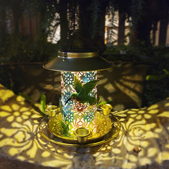 跨境熱銷太陽能餵鳥器戶外庭院懸掛彩繪蜂鳥餵食餵水器鳥類投食器