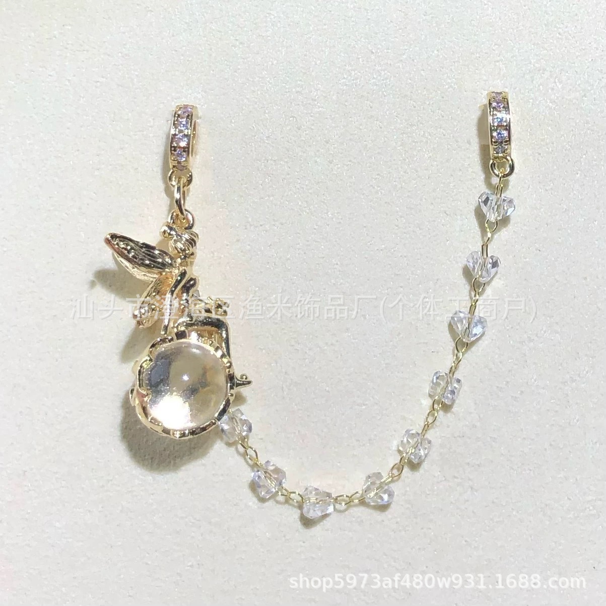 14K Gold-Plated Crystal DIY Accessories Fairy Goddess Pendant Spacer Beads Chain Bracelet Necklace with Chinese Style Jewelry Beads