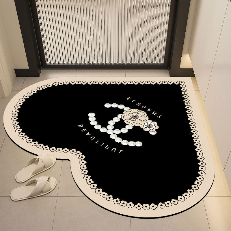 Light Luxury Heart-Shaped Chanel-Style Bathroom Non-Slip Mat, Diatomaceous Earth Absorbent Quick-Dry Foot Mat, Dirt-Resistant and Wear-Resistant Light Luxury Heart-Shaped Chanel-Style Bathroom Non-Slip Mat, Diatomaceous Earth Absorbent Quick-Dry Foot Mat, Dirt-Resistant and Wear-Resistant