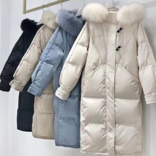 2025年冬季新款白鸭绒羽绒服女装长款过膝面包服韩版外套批发货源