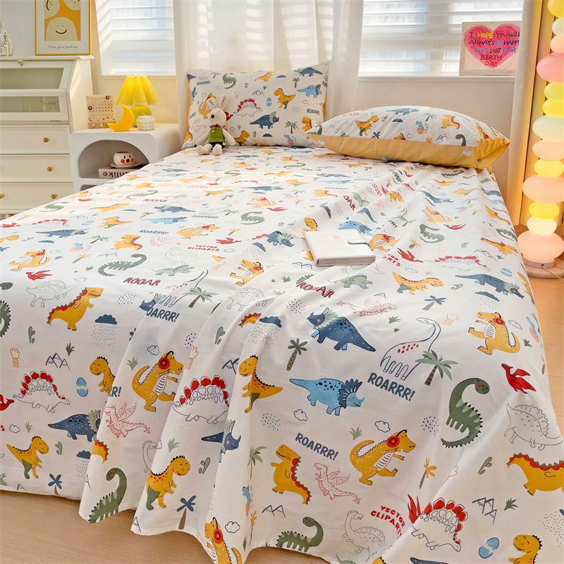 2025 nueva sábana de algodón fresco pequeña pieza individual 100 algodón dormitorio de estudiantes cama individual funda de almohada de tres piezas 2