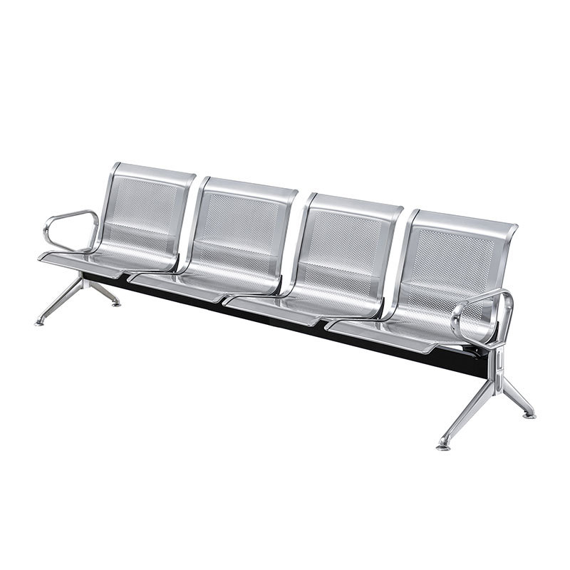 Procesamiento de sillas de fila de aeropuerto de hospital personalizadas, asientos de metal grueso de acero inoxidable, sillas de espera de aeropuerto público de ferrocarril de alta velocidad image 1
