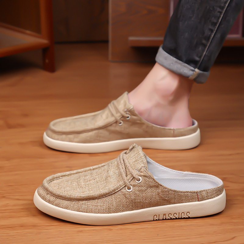 Men's Linen Closed-Toe Slippers, Breathable Slip-On Summer Espadrilles, Casual Fisherman Shoes, Cross-Border Foreign Trade Men's Shoes
