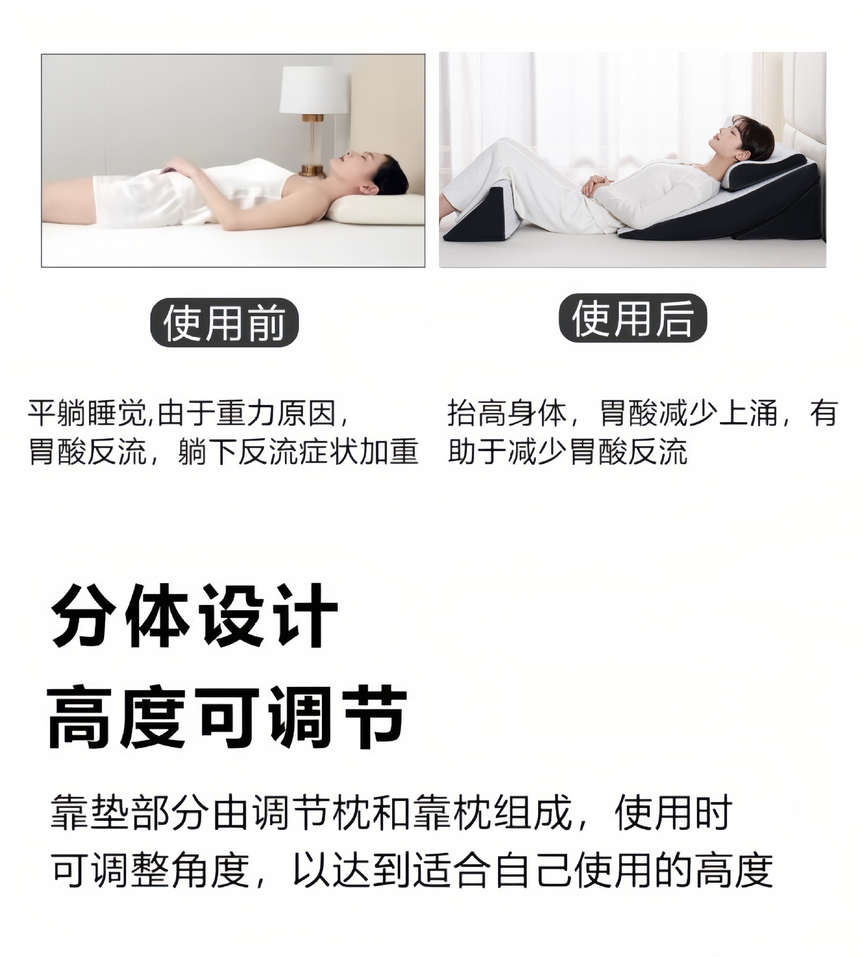 Suitable for wide, cooling slope mattress, anti-reflux for stomach and esophagus, adjustable, widened, elderly care slope sleeping mattress