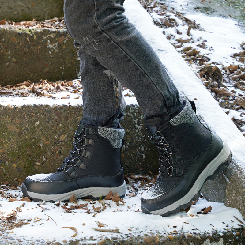 Bottes de neige pour hommes en fourrure, bottes d'extérieur imperméables et antidérapantes en laine, chaussures d'hiver rembourrées en coton chaud_voghion.com