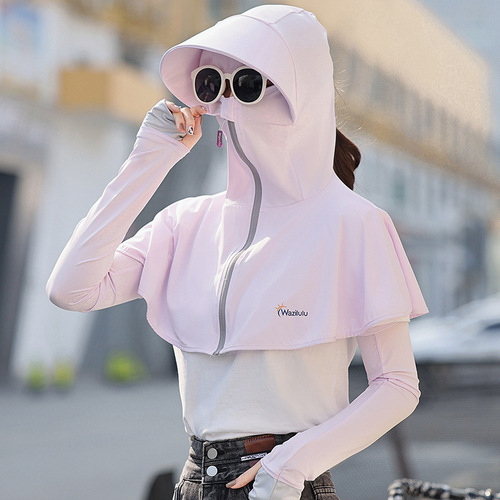 Prince Lulu Summer Sun Protection Cycling UV Blocking Face Mask Neck Cover Full Face One-Piece Comprehensive Protection Hat for Women