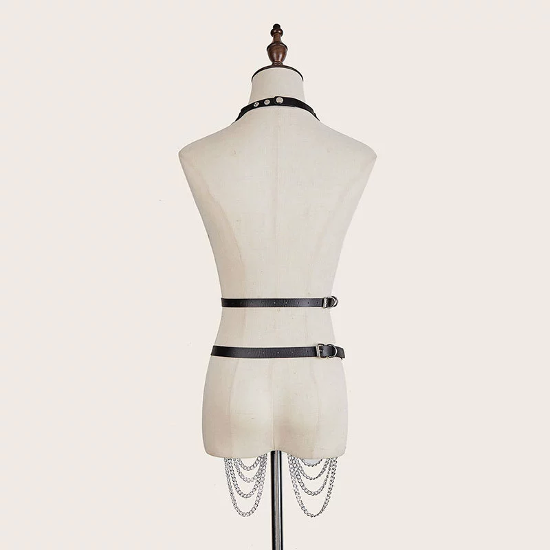 Polyurethane sexy set, harness, fashionable accessory, 2 pieces