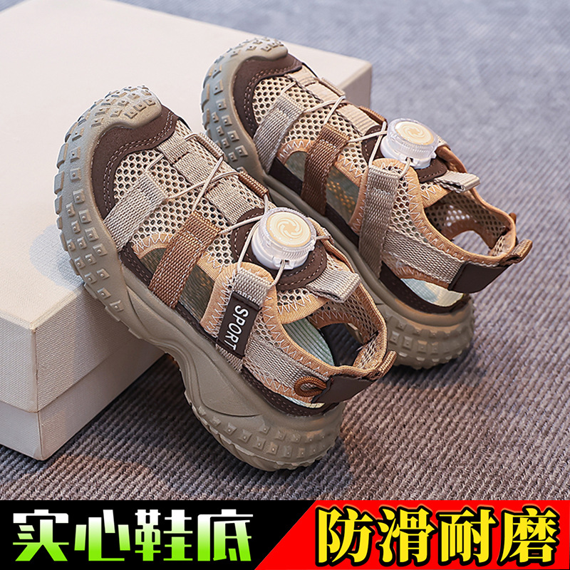 Sandalias Deportivas con Botón para Niños, Transpirable y Antideslizante para Playa