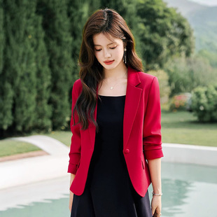 Red Short Jacket Women's 2024 Spring and Autumn New Small Suit Dress Suit dress Two-piece Dress