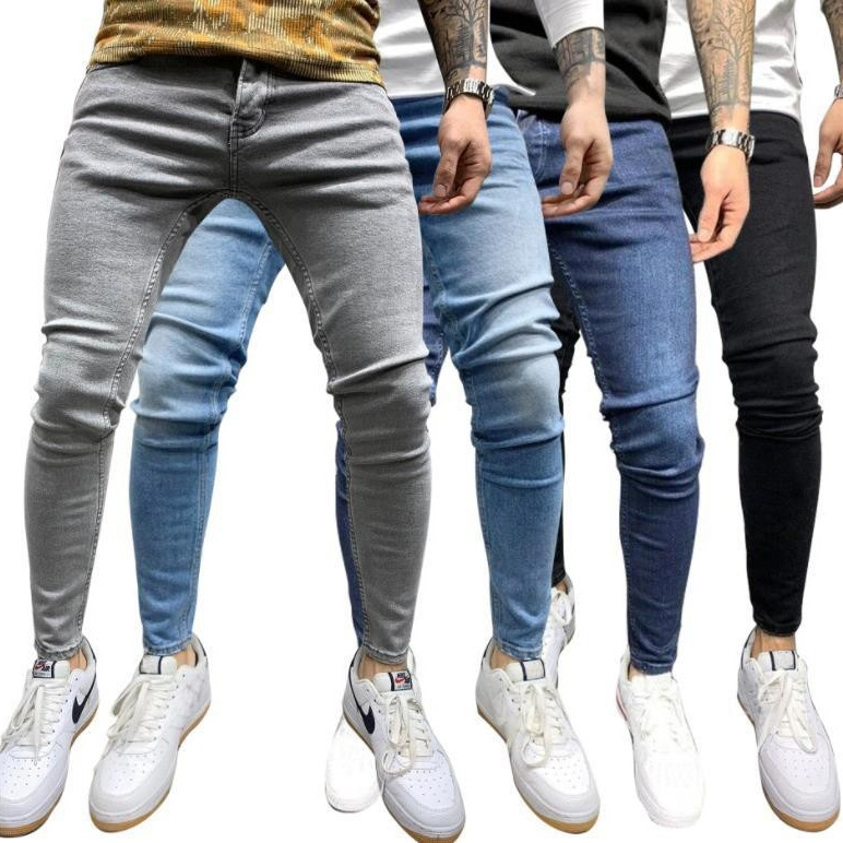Cross-border New AliExpress Amazon wish European and American Hot Selling Men's Skinny Jeans Ripped Badge Leggings