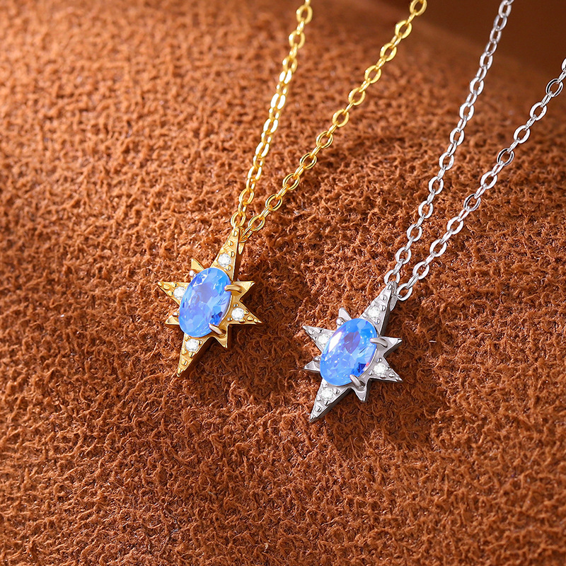 4g Weight 925 Sterling Silver Pendant Material Pendant Necklace Classification 1 Piece 925 Sterling Silver Star 925 Sterling Silver Cable Chain Pendant Necklace