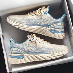 Men's Summer Mesh Breathable Thin Knit Net Shoes Running Soft Sole Casual Sports Men's Height Increasing Father Trendy Shoes