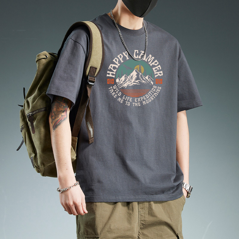 Trendy Heavyweight Pure Cotton Short-Sleeve T-Shirt for Men, New Summer Style, Loose Fit, Crew Neck Top