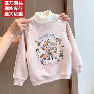 男女童重工刺绣冬季2026新款女宝宝加绒卫衣加厚卡通上衣A类加绒