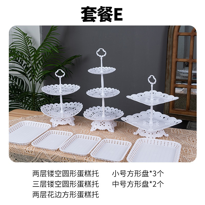 Decoración de postres de cumpleaños estante de exhibición de boda europea estante de frutas estante de pastel de plástico bandeja de bocadillos