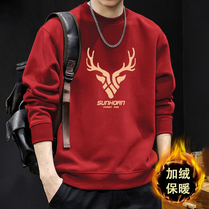 Nueva camiseta de cuello redondo para hombres otoño y invierno estilo de moda americana pareja camiseta de otoño chaqueta de moda para hombres