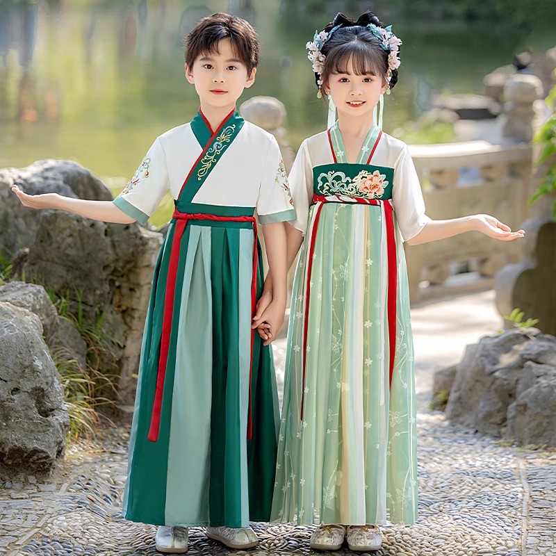 Hanfu for Boys and Children, Traditional Chinese Clothing, Ancient Style Boys' Tang Suit, 2025 New Style, Girls' Traditional Chinese Clothing, Spring and Autumn Style