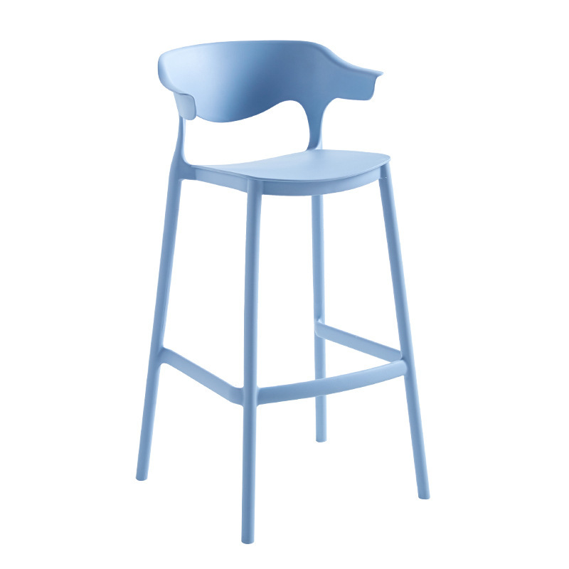 Nordic Simple Plastic Bar Chair Modern Minimalist Backrest Bar Chair Household Stackable Design Internet Celebrity High Stool