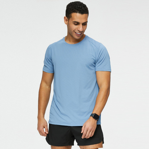 Lulu Summer Men's Running Fitness Quick-Drying T-Shirt with High Elasticity, Breathable, Cold-Feeling Round Neck Short Sleeve Team Uniform Print