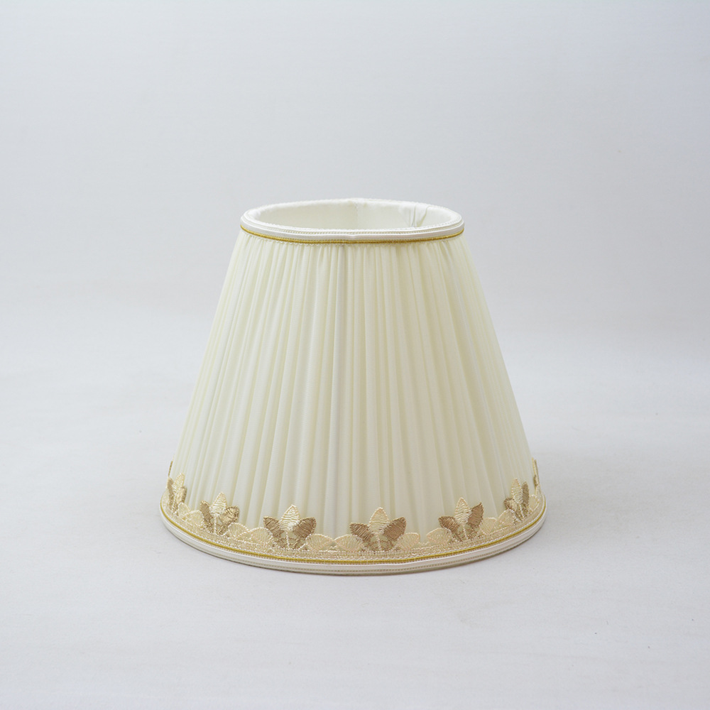 [Xianfan] Lino bordado encaje DIY impresión pastoral chica lujo luz clásica corte E27 lámpara de mesa paño pantalla