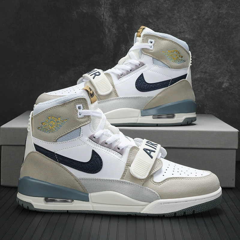 Aj312 Men's Shoes Rice White and Blue Basketball Shoes Lakers Zijin Plate Shoes Autumn and Winter High-top sneaker Women's Shoes Joint