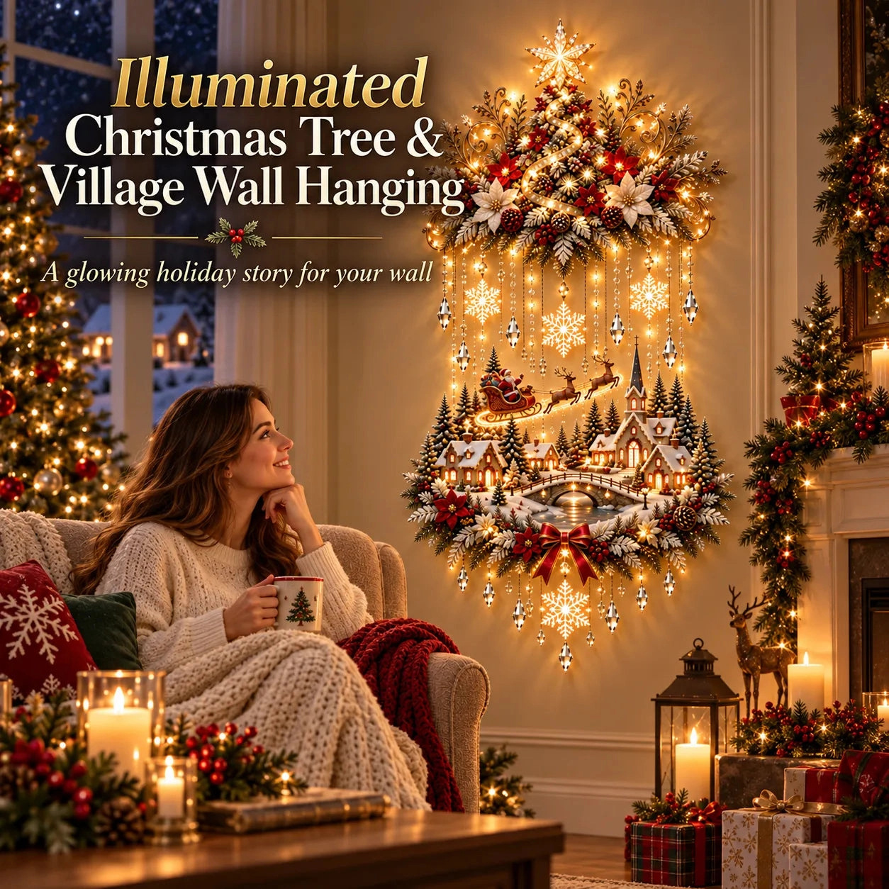 Decoración de Pared Luminosa del Nacimiento de Acrílico para Navidad