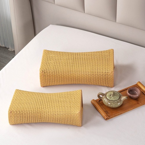 Hollow PE rattan pillow imitation teng pillow summer cooling pillow PE rattan hollow cooling pillow imitation bamboo sauna pillow cervical spine