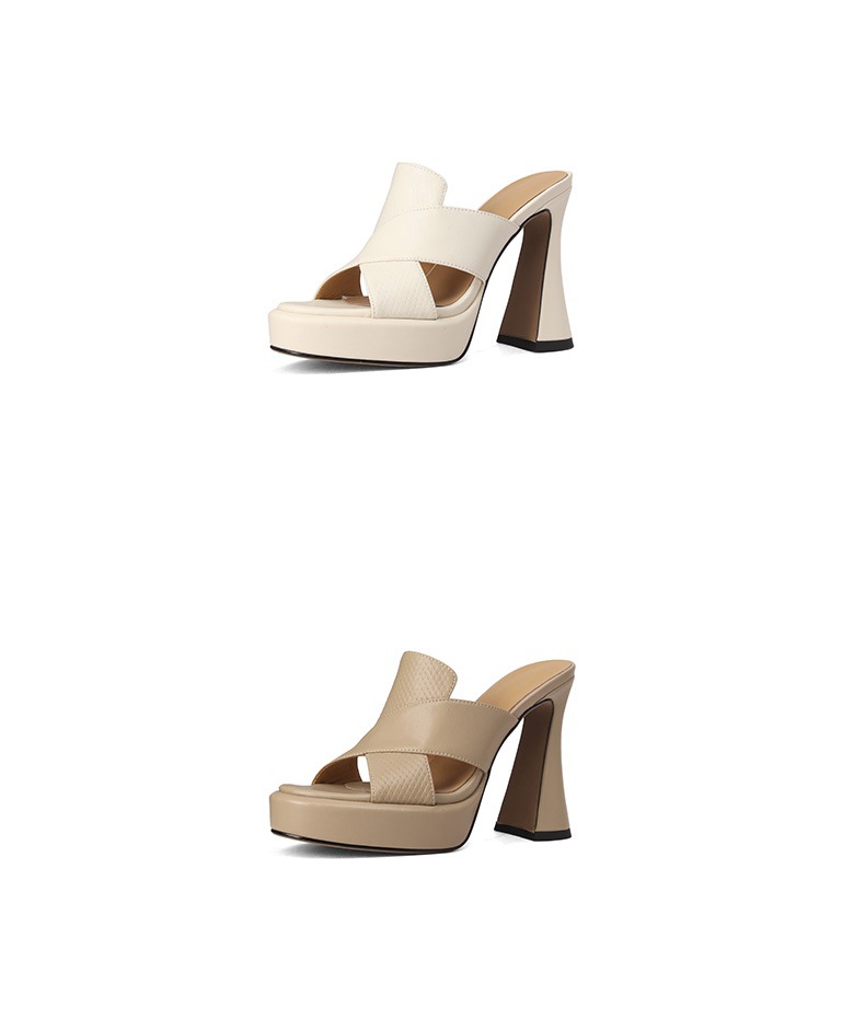 Sandal cao gót nữ hở mũi gót thô 11 cm kiểu mới mùa hè — trắng chi tiết 14