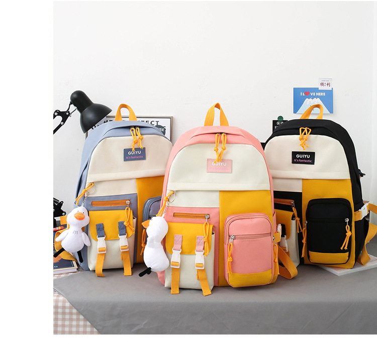Canvas Large-capacity Korean Style Contrast Color Backpack Wholesale Nihaojewelry display picture 6