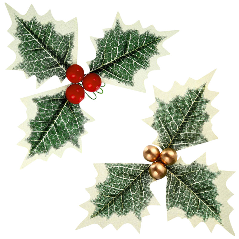 Accesorios de Navidad transfronterizos DIY oro de Navidad fruta roja hojas de fruta de Navidad guirnaldas de vinas inserción de ramas materiales DIY al por mayor