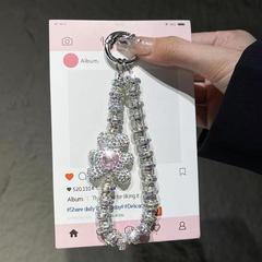 ins高级感超闪镶钻钥匙扣挂饰手机链卡通小熊爱心手提短款手链女