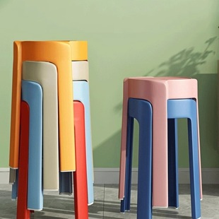 Thickened Plastic Stackable Household Stools, Dining Table Benches, Windmill Stools, High Round Stools, Plastic Stools, Simple Chairs