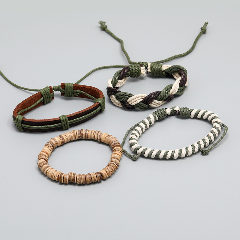 wholesale personality woven multilayer hemp rope bracelet bracelet simple diy 4piece leather braceletpicture4