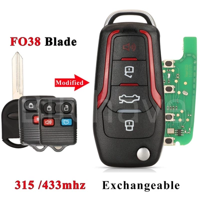 Remote Control Key 315/433Mhz | Car Keys - 4d63-chip-fo38-red