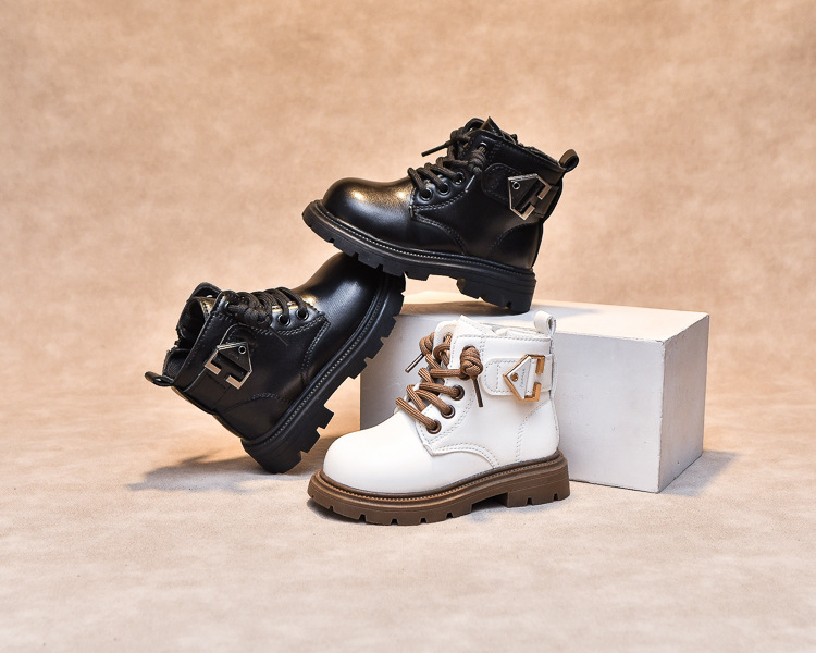 Scarpe da bambino Martin 2024 autunno e inverno nuove corte in stile britannico per ragazzi stivali singoli in pelle_voghion.com