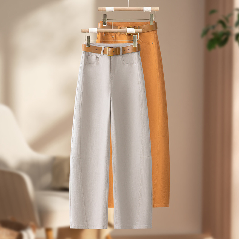 Orange Straight-Leg Jeans for Women, Spring and Autumn 2026 Trendy Style, High-Waisted, Slimming, Loose-Fitting Denim Wide-Leg Pants Orange Straight-Leg Jeans for Women, Spring and Autumn 2026 Trendy Style, High-Waisted, Slimming, Loose-Fitting Denim Wide-Leg Pants