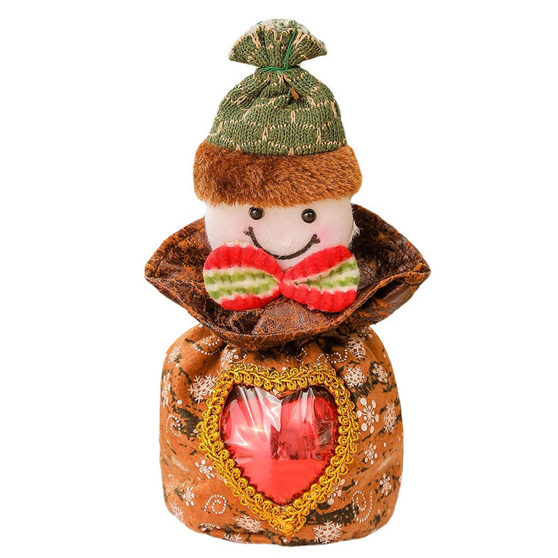 クリスマスギフトバッグリンゴバッグクリスマスプレゼントバッグベルベットキャンディー装飾用品老人雪だるま鹿束口|undefined