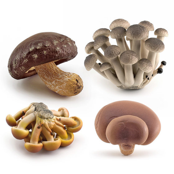 Simulation Mushroom suit Mushroom Mushroom Pleurotus ostreatus Tricholoma Matsutake Poison Rope Umbrella Binyon Mushroom Desktop Ornament Model Toy