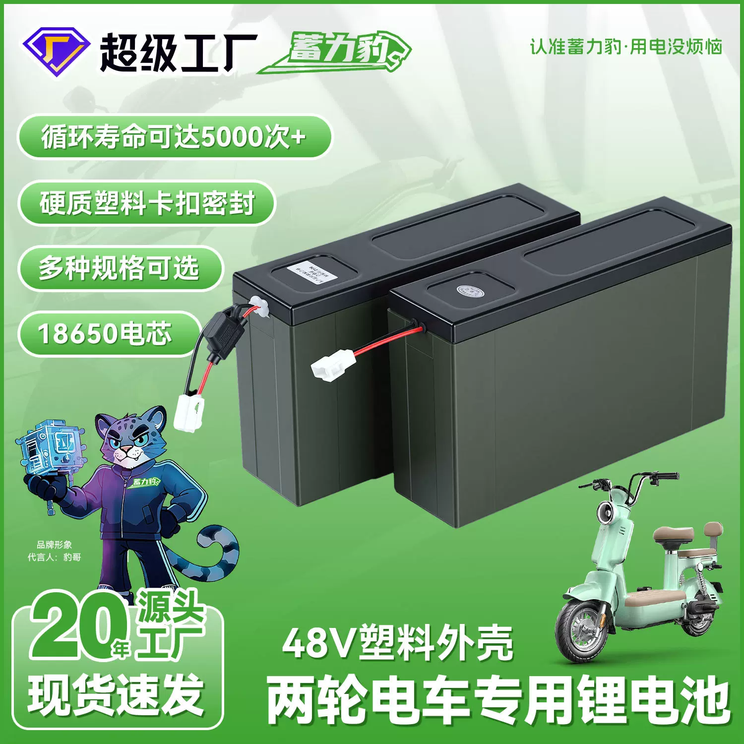 蓄力豹18650锂电池48v三元锂电动车骑行车定制聚合物动力锂电池