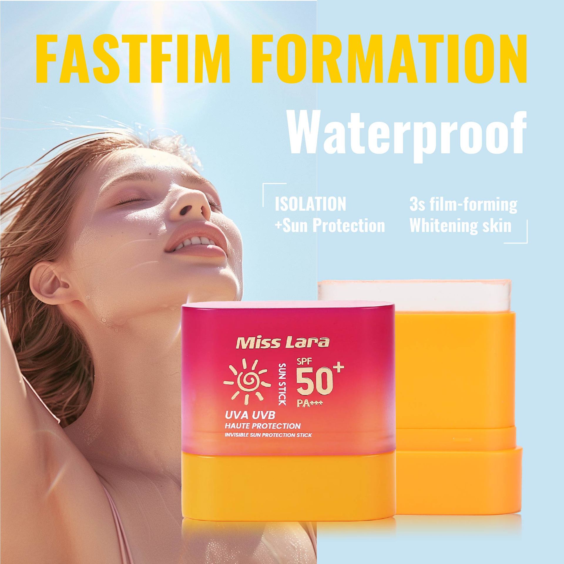 MISS LARA Protector solar Stick SPF50 Protector solar para el cuerpo facial UVA UVB claro, no graso y fácil de aplicar image 3