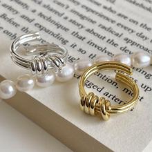 韩版森系简约两线打结戒指设计感ins风开口新款食指戒厂家批发