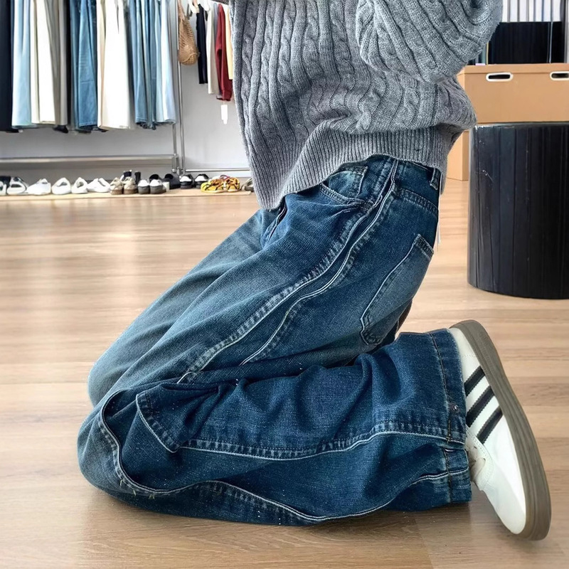 plus size American Style Vintage Washed Wide Leg Jeans Women's Summer 2025 New Style Straight Loose Slim-fit Pants