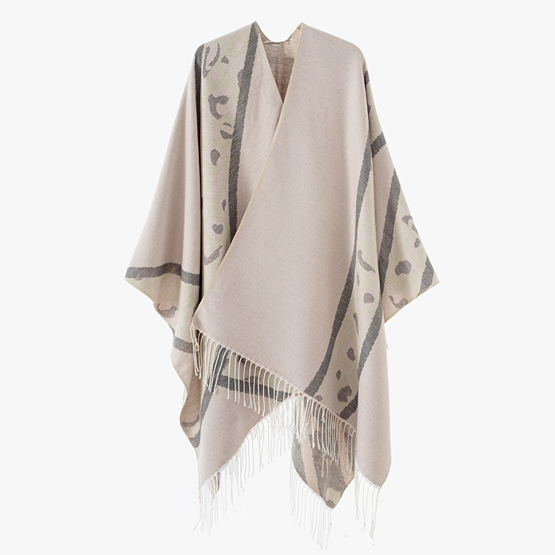 2024 nueva primavera / otoño / invierno de moda damas leopardo capas turísticas bordas bifurcadas chal alto caliente exterior