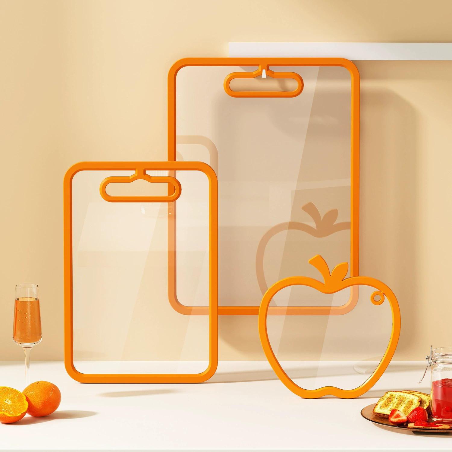 Трансграничная разделочная доска, разделочная доска из закаленного стекла, прозрачная кухонная бытовая разделочная доска для пищевых продуктов, нож для фруктов, нескользящая двусторонняя разделочная доска